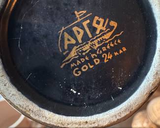 Spyropoulos Black Ceramic Amphora Vase with K Gold Accents third image