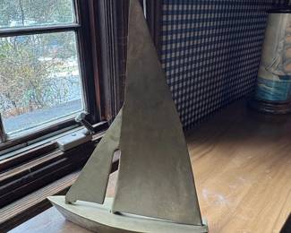 Vintage Brass Sailboat Sculpture