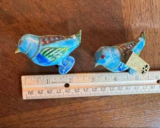 Vintage Enamelware Bird Figurines Set of 