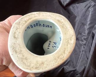 Delfts Blue Porcelain Figurine of a Man with Pipe and Lute third image