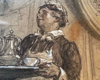 Drawing of a Maid Serving Tea third image