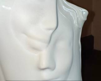 White Ceramic Abstract Two Faces Vase Signed Jamie Mc third image