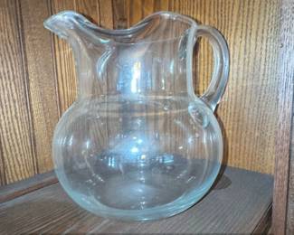 Vintage KoolAid Style Clear Glass Pitcher with Ice Lip