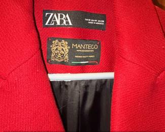 ZARA Red DoubleBreasted Wool Blend Coat with Manteco Label second image