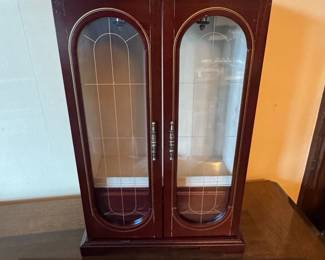 Vintage Mahogany Georgian Style Curio Cabinet with Glass Doors