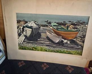 Nova Scotia Boats Watercolor by John Lynch, 1957