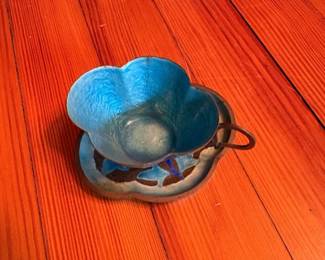 Antique Chinese Cloisonn Enamelware Cup and Saucer Set