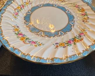 Crown Staffordshire Lyric Tunis Blue Pattern Cake Stand