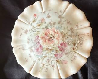 Antique Wave Crest Art Glass Dresser Box with Floral Motif second image