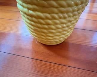 Yellow Haeger Pottery Basketweave Planter