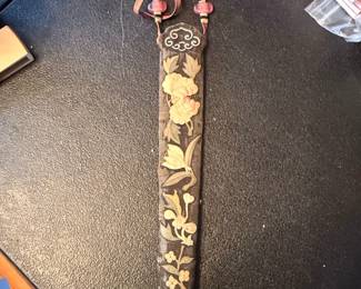 Antique Chinese Silk Embroidered Fan Case third image