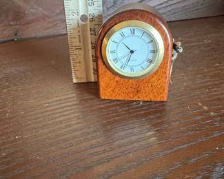 Wooden Desk Clock with Brass Mouse Accent