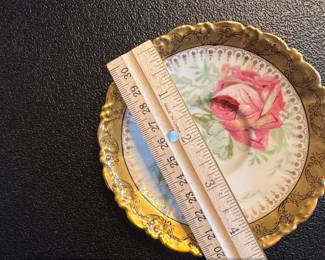 Vintage Hand Painted Rose Saucer with Gold Trim Made in China