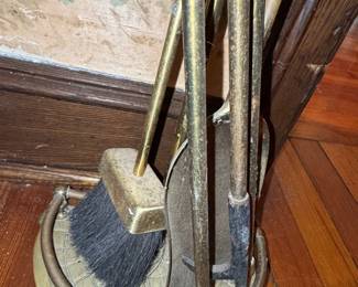 Brass Fireplace Tool Set with Stand second image