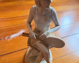 Vintage Lladro Porcelain Figurine of a Woman with Tennis Racket