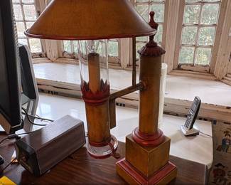 Vintage French Toleware Bouillotte Table Lamp