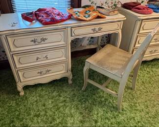 Vintage Henry Link French Provincial Vanity Desk and Chair Set