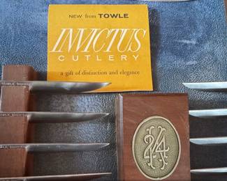 Towle Invictus Steak Knife Set of in Walnut Box With Blue Lining second image
