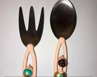 Artistic Salad Servers with Figurative Handles third image