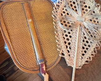 Vintage Woven Hand Fans Asian Origin