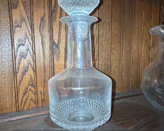 Cut Crystal Decanter with Stopper Diamond and Fan Pattern