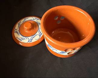 HandPainted Terracotta Garlic Roaster with Lid second image