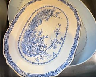 Furnivals Quail Blue and White Transferware Platter