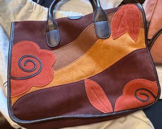 Brics Suede Floral Applique Handbag