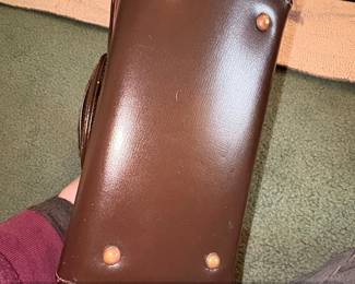 Vintage Brown Faux Leather Handbag with Floral Clasp and HandTooled Detail third image