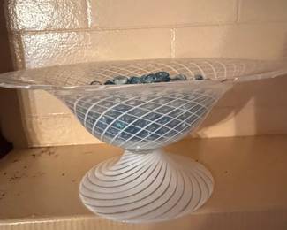 Murano Latticino Swirl Vase