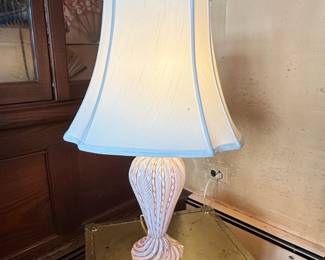 Vintage Murano Latticino Glass Table Lamp