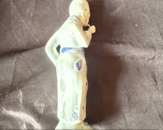 Delfts Blue Porcelain Figurine of a Man with Pipe and Lute second image