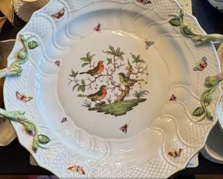 Herend Hungary Handpainted Rothschild Bird Porcelain Chop Plate fourth image