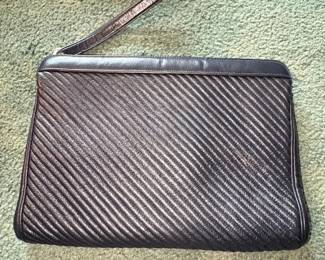 Black Quilted Clutch with Wrist Strap
