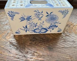 Andrea by Sadek Blue Onion Pattern Ceramic Flower Brick