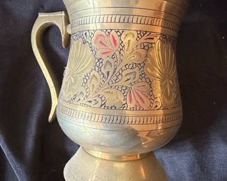 Brass Etched Floral Mug with Handle second image
