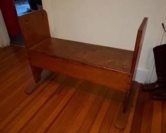 Antique Wooden Childs Cradle Bench