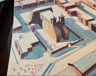 Watercolor Painting of San Miguel Mission in Winter by Sandra Sermati