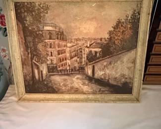 Oil Painting of Parisian Street Scene in the Style of Maurice Utrillo