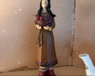 Native American Woman Figurine with Fruit Basket Tii Collection