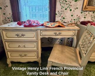 Vintage Henry Link French Provincial Vanity Desk and Chair