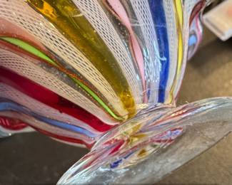 Murano Glass Bowl with Millefiori and Latticino Ribbons second image