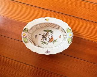 Herend Rothschild Bird Porcelain Reticulated Basket