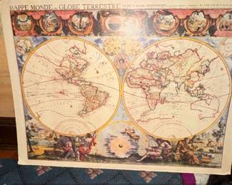 Mappe Monde ou Globe Terrestre en Deux Plans Hemispheres by Nicolas Visscher