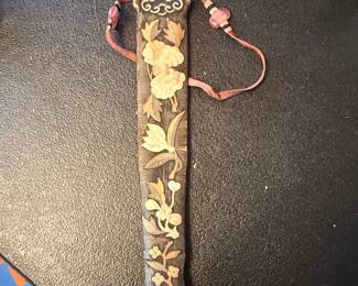 Antique Chinese Silk Embroidered Fan Case