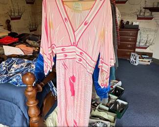 Vintage Emilio Pucci Silk Kaftan Dress with Saks Fifth Avenue Label  Venezia Print