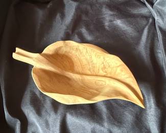 Hand Carved Wooden Leaf Dish