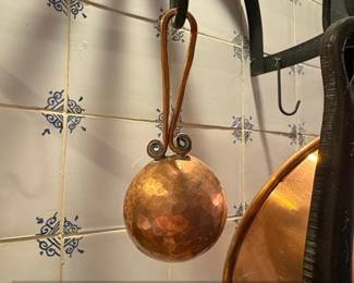 Vintage French Copper Cookware Set with Pot Rack third image