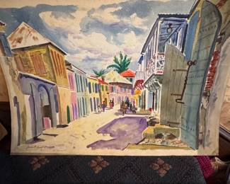 Watercolor Painting of Street Scene by James A. Ernst