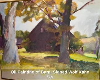 Oil Painting of Barn, Signed Wolf Kahn 